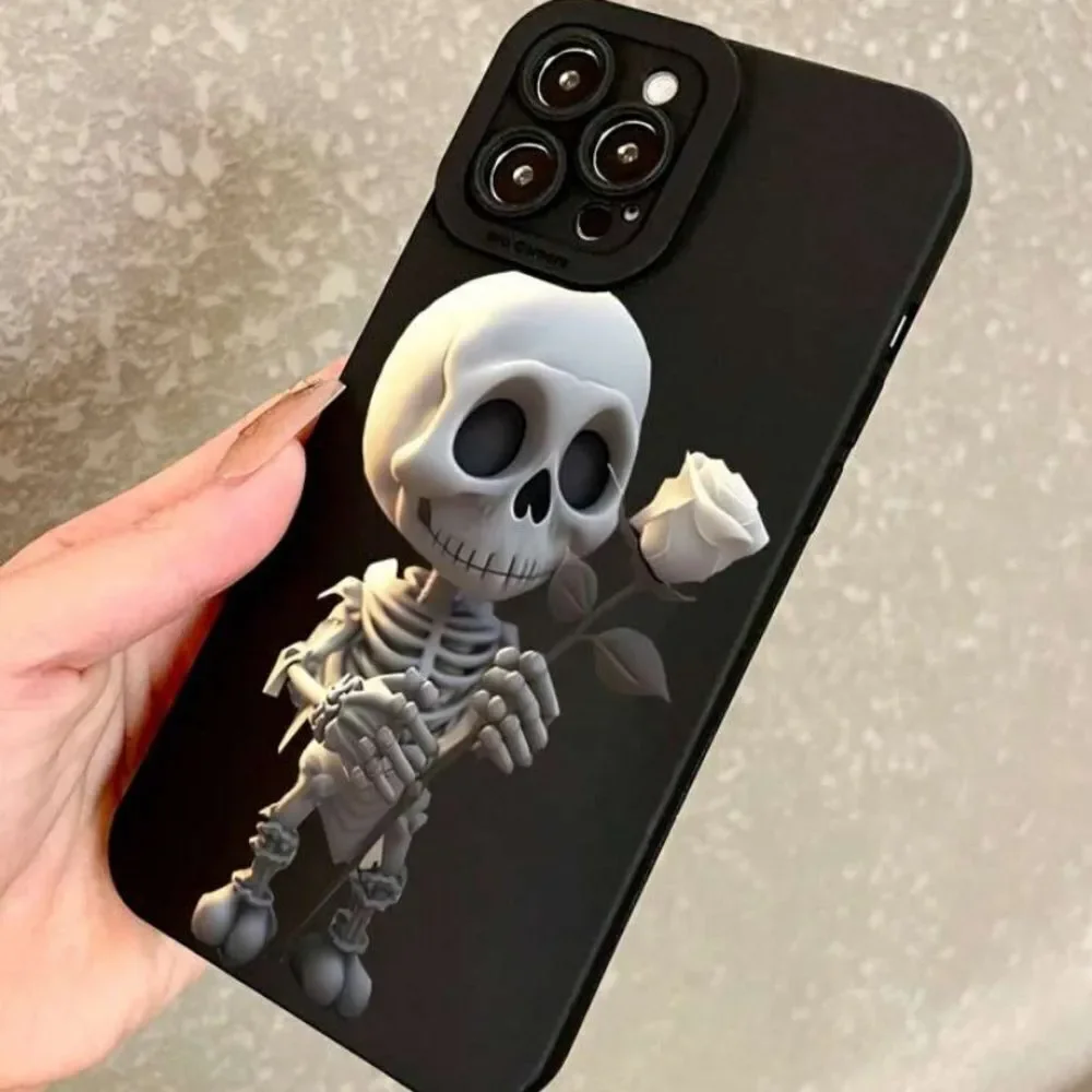 3for$20 NEW Black Alien & White Rose Pattern Shockproof Case iphone 15 pro max